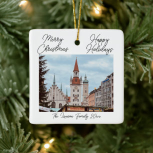 Munich Personalise Christmas Market Germany  Ceramic Ornament