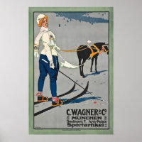 Munich Skiing in Germany Vintage Ski Poster