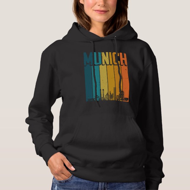 Munich Skyline Retro Vintage Souvenir Munich Hoodie (Front)
