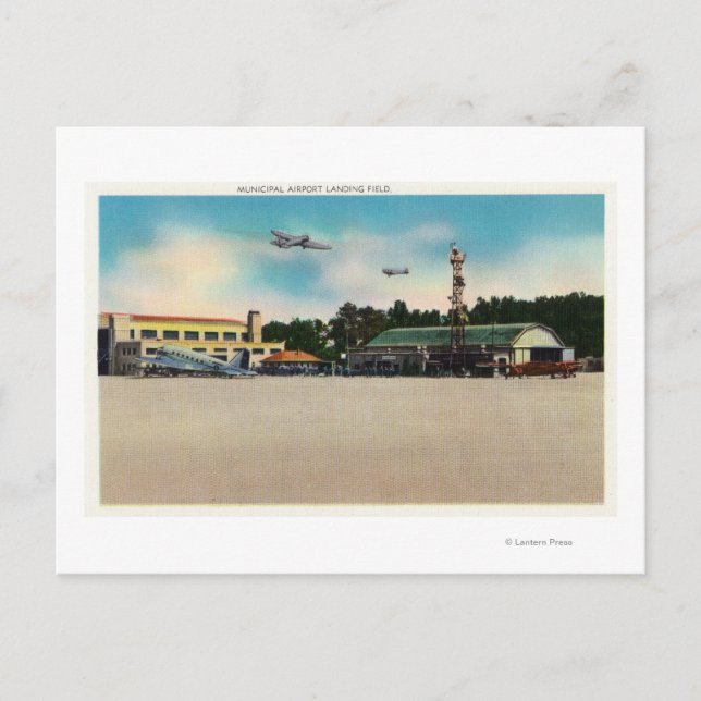 Municipal Airport Landing Field Scene Postcard (Front)
