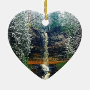 Munising Falls Upper Peninsula Michigan Ceramic Ornament