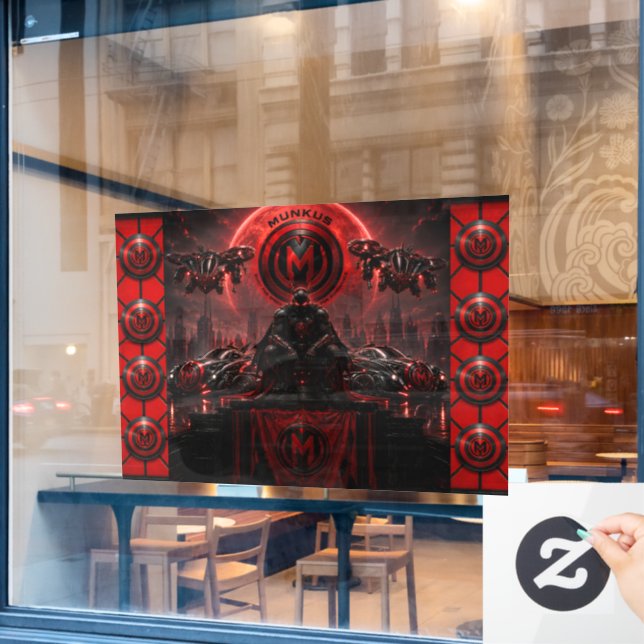 munkus crimson Moon/window decal/sticker (Cafe Window)
