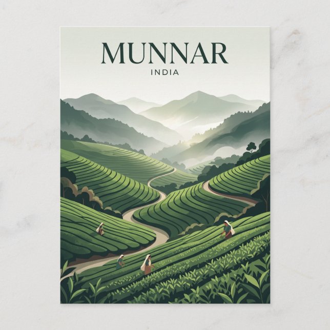 Munnar Tea Plantation India Postcard (Front)