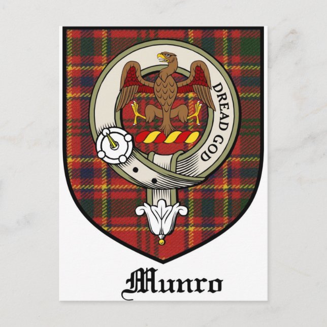 Munro Clan Crest Badge Tartan Postcard (Front)