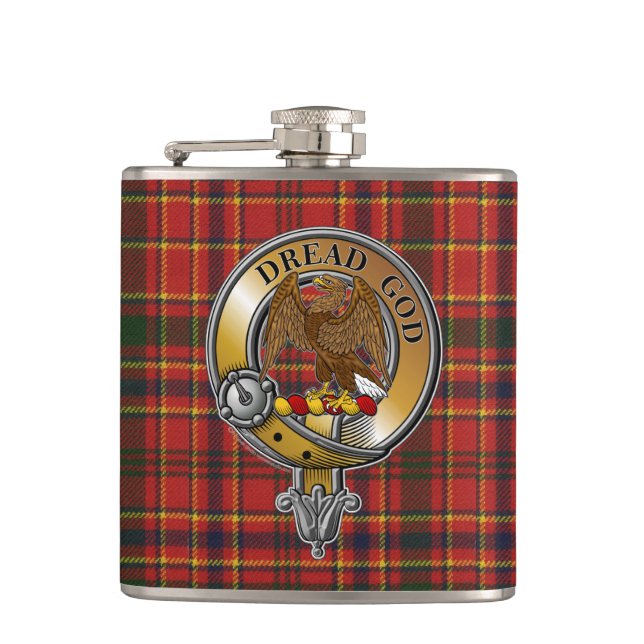 Munro Tartan & Badge Hip Flask (Front)