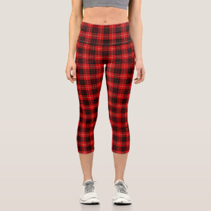 Munro tartan red black plaid capri leggings