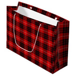 Munro tartan red black plaid large gift bag