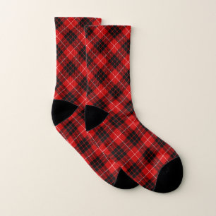 Munro tartan red black plaid socks