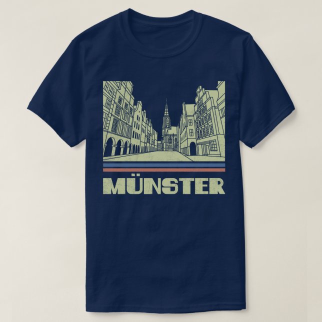 Munster City Gift Germany City Silhouette Skyline  T-Shirt (Design Front)