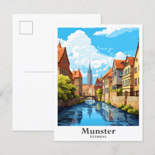 Munster Germany Art Vintage Travel Illustration Postcard