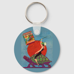Murad cigarets lady riding giant tortoise key ring