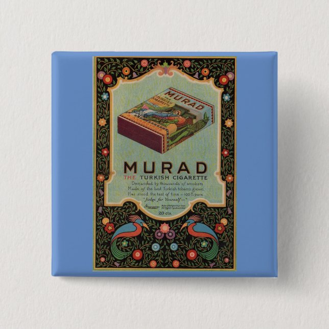 Murad Cigarettes ad 15 Cm Square Badge (Front)