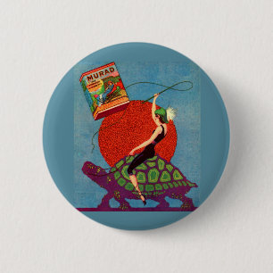 Murad cigarettes lady riding giant tortoise 6 cm round badge
