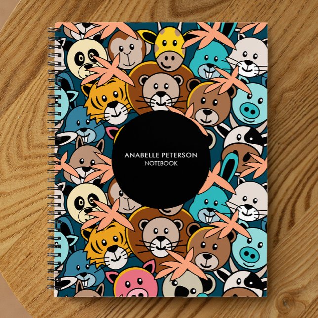Mural Doodle Art Animal Heads Cartoon Monogram Notebook (Creator Uploaded)