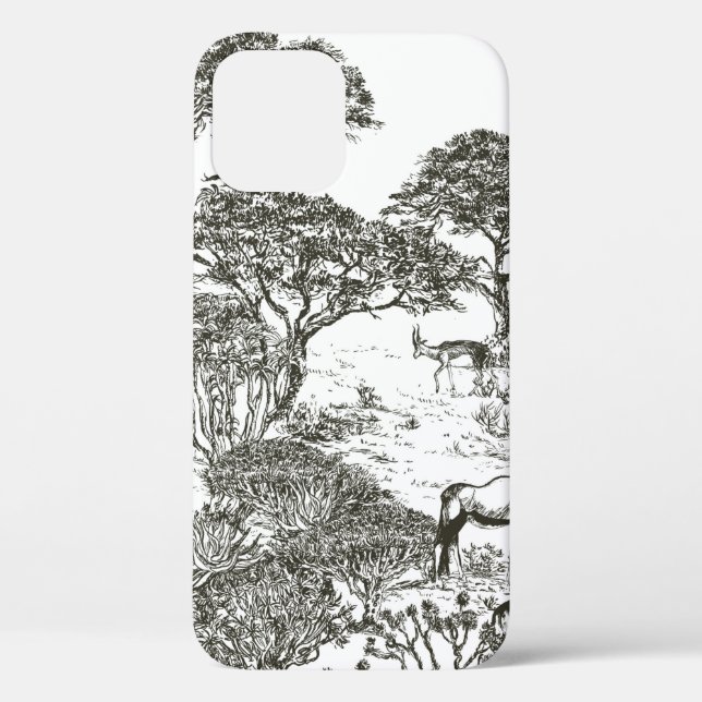 Mural hand drawn Safari Panoramic View, African La Case-Mate iPhone Case (Back)