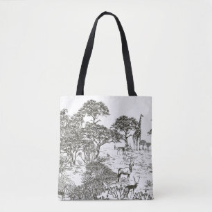 Mural hand drawn Safari Panoramic View, African La Tote Bag