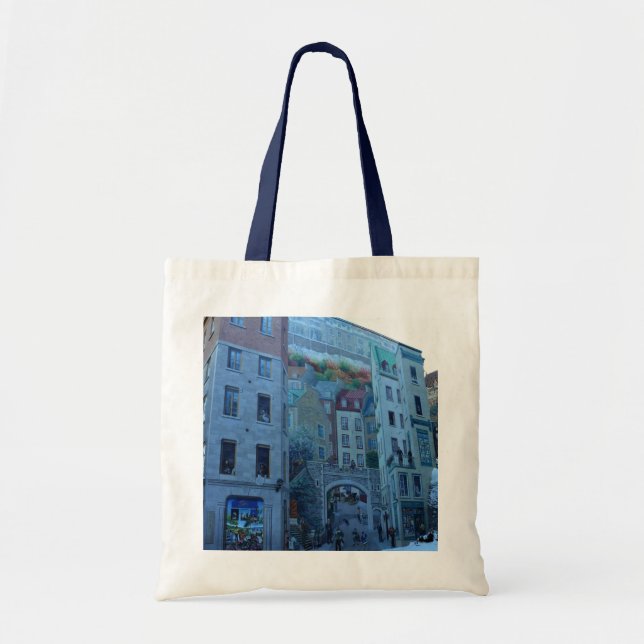 Mural in Old Quebec City, Quebec, Canada Tote Bag (Front)