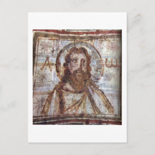 Mural painting from the catacomb of Commodilla. Postcard