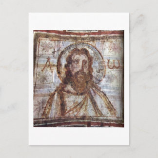 Mural painting from the catacomb of Commodilla. Postcard