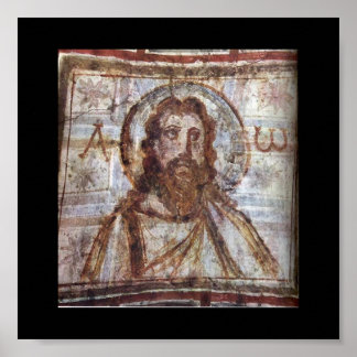 Mural painting from the catacomb of Commodilla. Poster