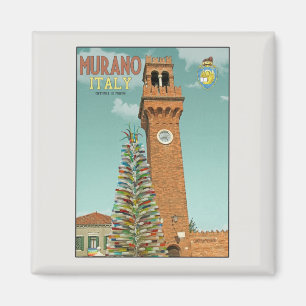 Murano Camapnile and Glass Tree Magnet