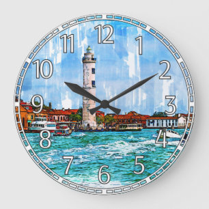 Murano Lighthouse, Venice, Italy. Large Clock