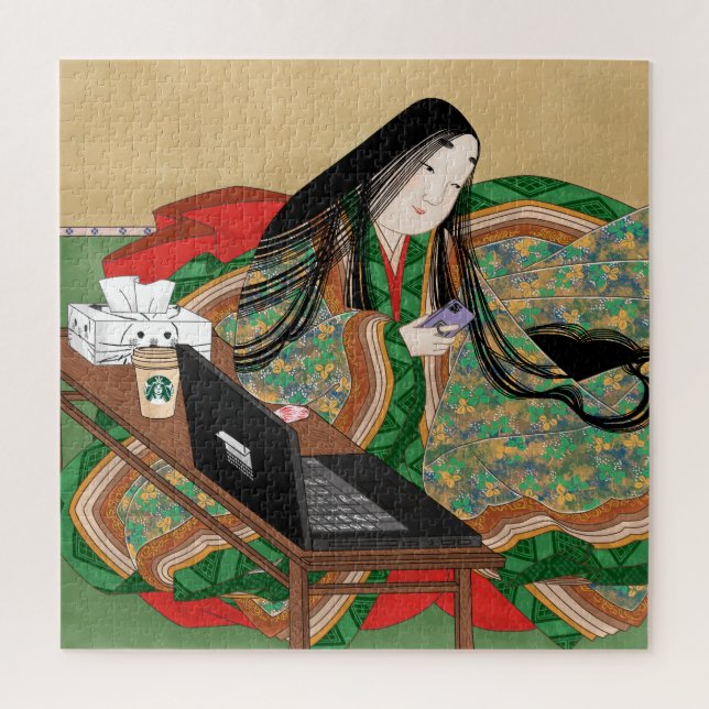 Murasaki Shikibu: Enjoying Modern Social Media Jigsaw Puzzle (Vertical)