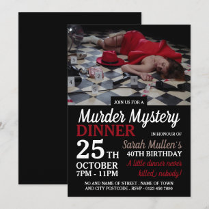 Murder Crime Scene, Murder Mystery Birthday Dinner Invitation