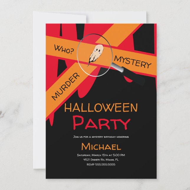 Murder Dinner Crime Scene Blood Halloween  Invitation (Front)