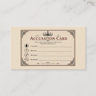 Murder Mystery Accusation & Clue Notes Place Card