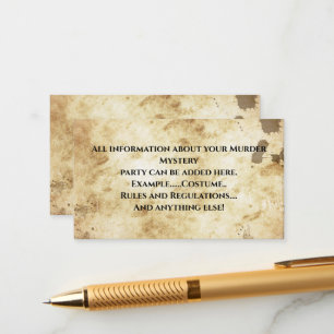 Murder Mystery Birthday Enclosure Card