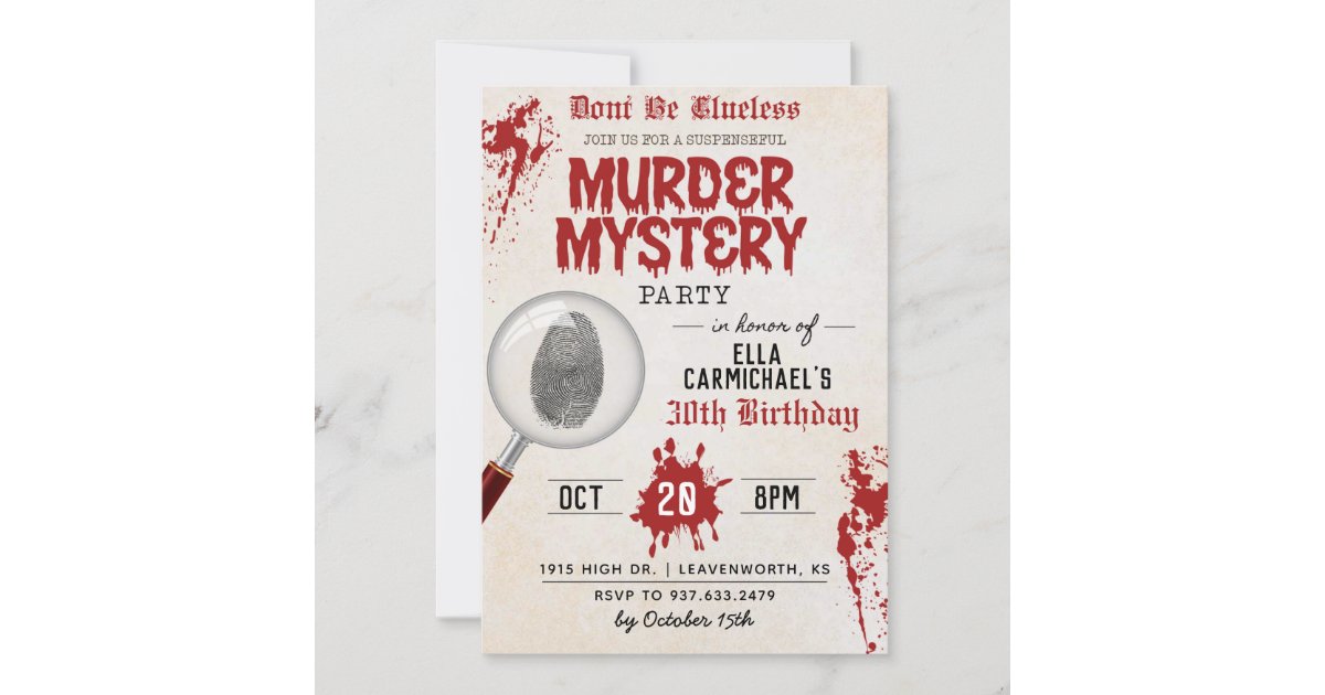 Murder Mystery Birthday Invitation | Zazzle