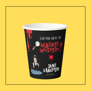 Murder Mystery Birthday Party Black Elegant Paper Cups