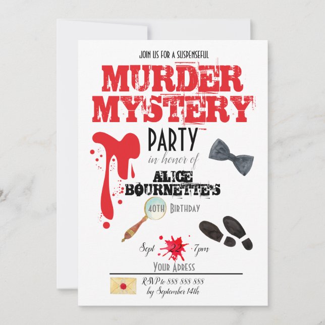 Murder Mystery Birthday Party  Invitation (Front)