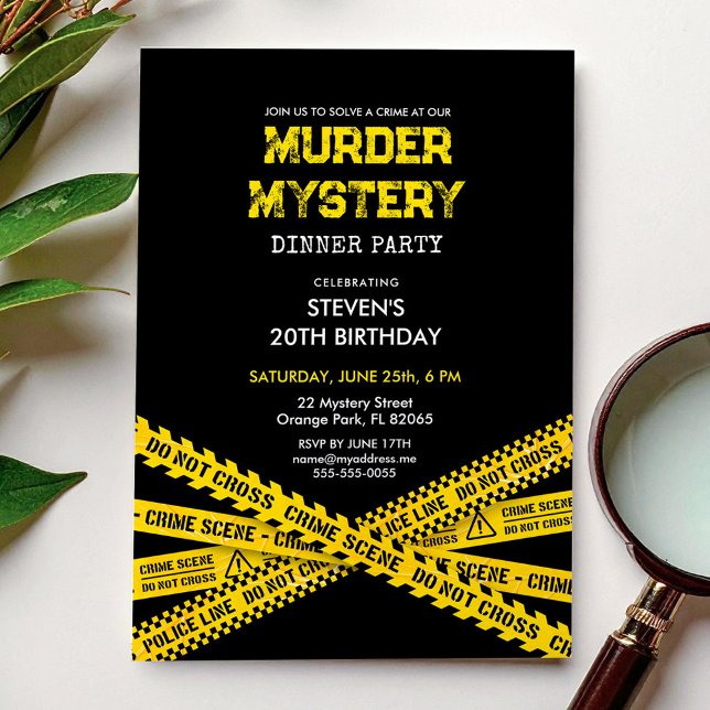 Murder Mystery Birthday Party with police tapes Invitation (Creator Uploaded)