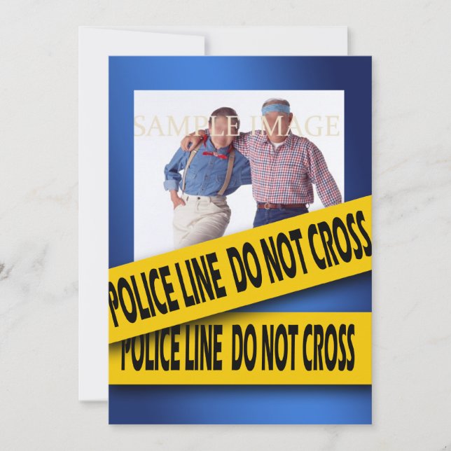 Murder mystery blue birthday invitation (Front)