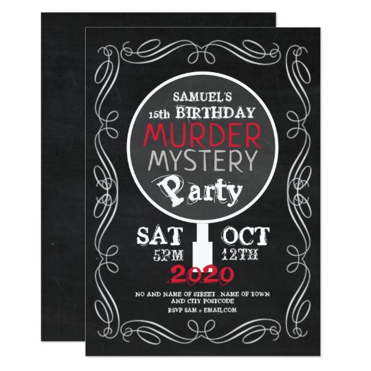 Murder Mystery, Chalkboard Birthday Party Invitation | Zazzle.com.au