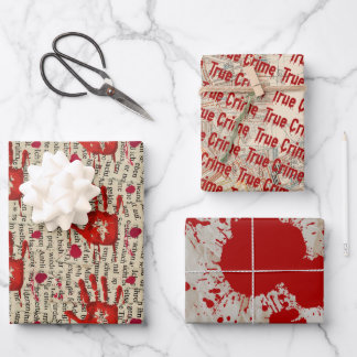 Murder mystery crime fan cold case bloody wrapping paper sheet