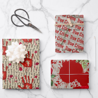 Murder mystery crime fan cold case bloody wrapping paper sheet
