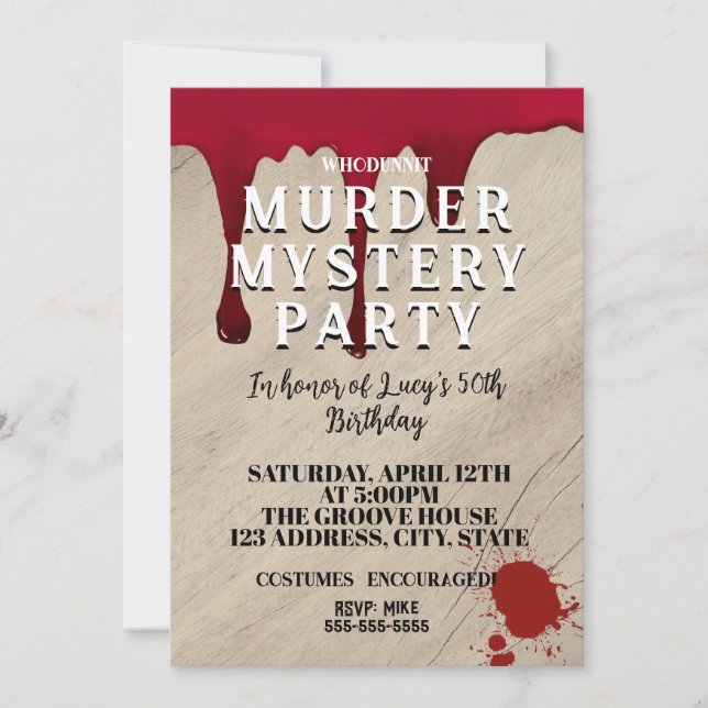 Murder Mystery Dinner Invitation – Bloody Whodunit (Front)