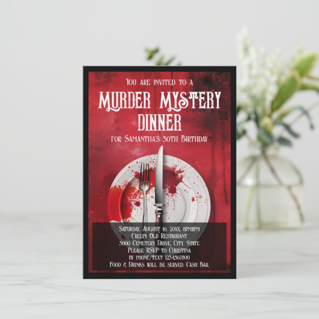 Murder Mystery Dinner Social or Birthday Party Invitation (Standing Front)