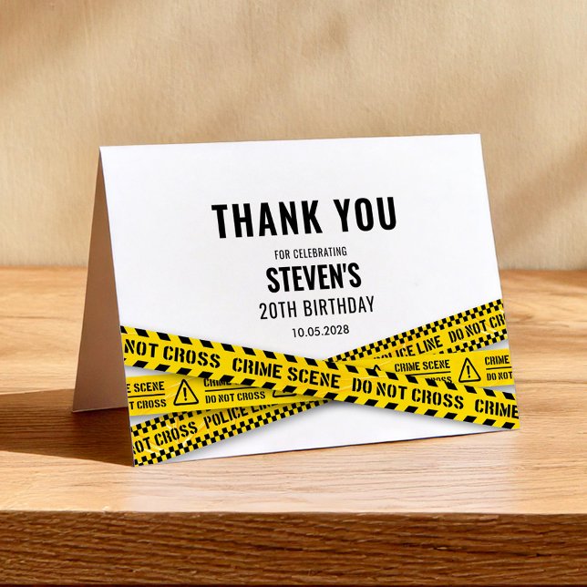 Murder Mystery Party Crime Scene Tapes Thank You Card (Creator Uploaded)