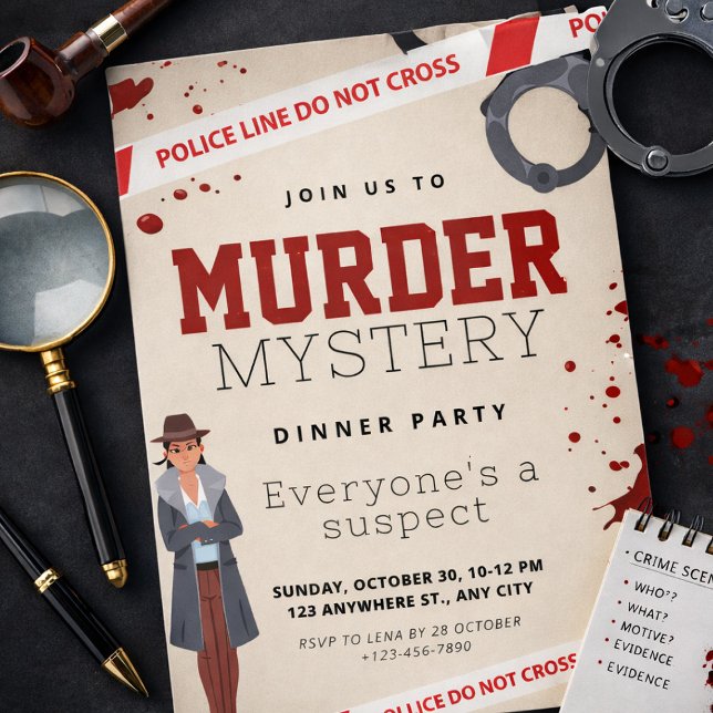 Murder Mystery Party, Detective Theme, Crime Scene Invitation (Murder Mystery Party, Detective Theme, Crime Scene Invitation, Adult Party Invitation)