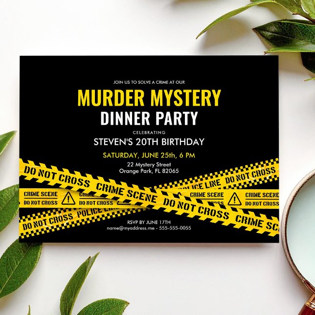 Murder Mystery Party Dinner Yellow Police Tapes Invitation (Creator Uploaded)