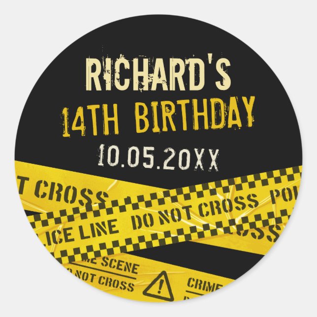 Murder Mystery Party or police party Classic Round Sticker (Front)