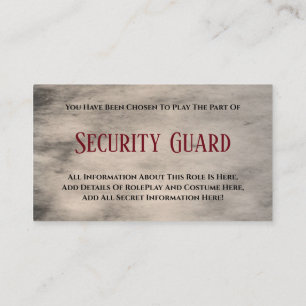Murder Mystery Party "Security Guard" Enclosure Card