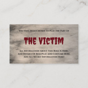 Murder Mystery Party Victim Enclosure Card
