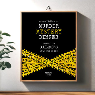 Murder mystery party welcome poster