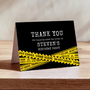 Murder Mystery Party with Yellow Police Tapes Thank You Card