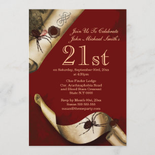 Murder mystery red whodunnit invitation